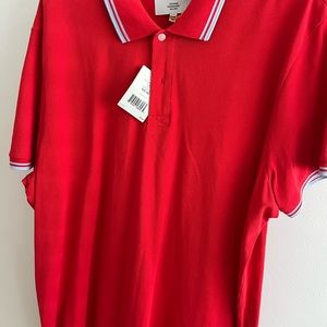 New With Tags Jack Spade XXL Polo Shirt Red w. Sleeve & Collar Trim.